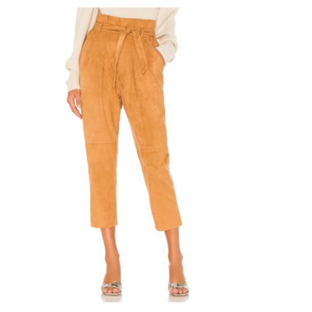 Free‎ People High Rise Paperbag Pants Nightfall Vegan Suede